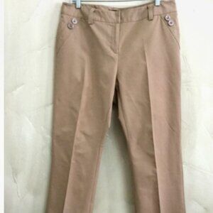Rafaella Women Size 10 Pants Slacks British Tan Flare Leg Midrise 31.5 in Inseam